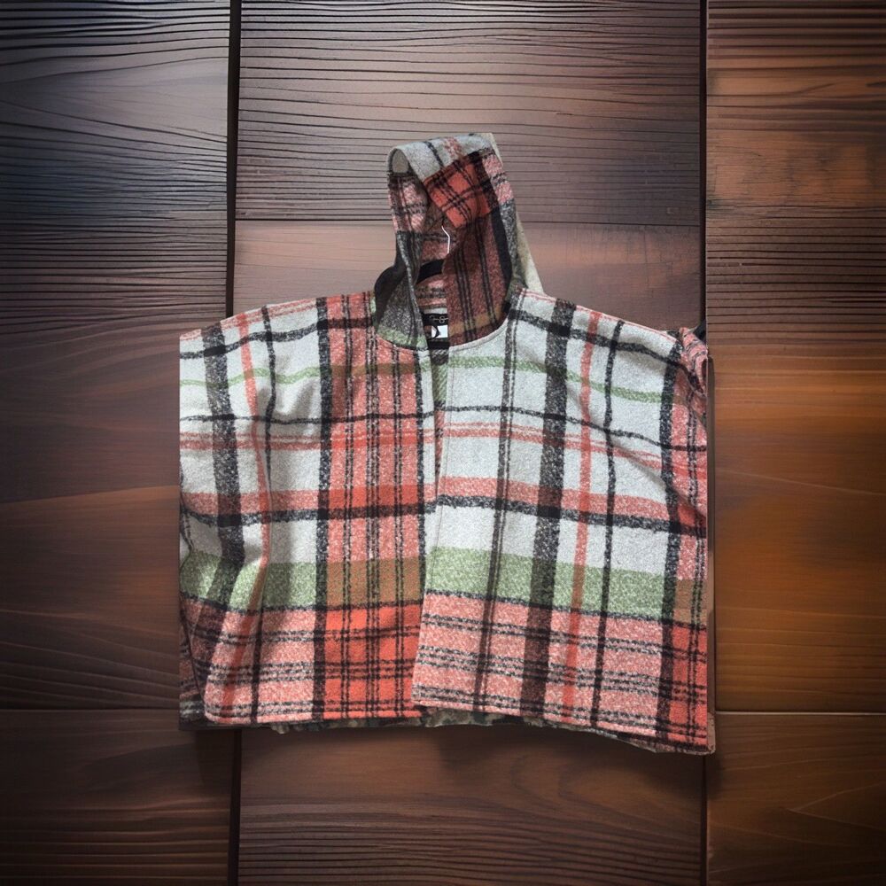 Jessica Simpson Hooded Plaid Shawl/Wrap Women’s One Size